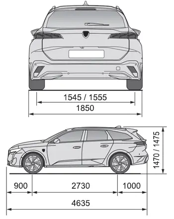 Peugeot 308. Wymiary (mm)